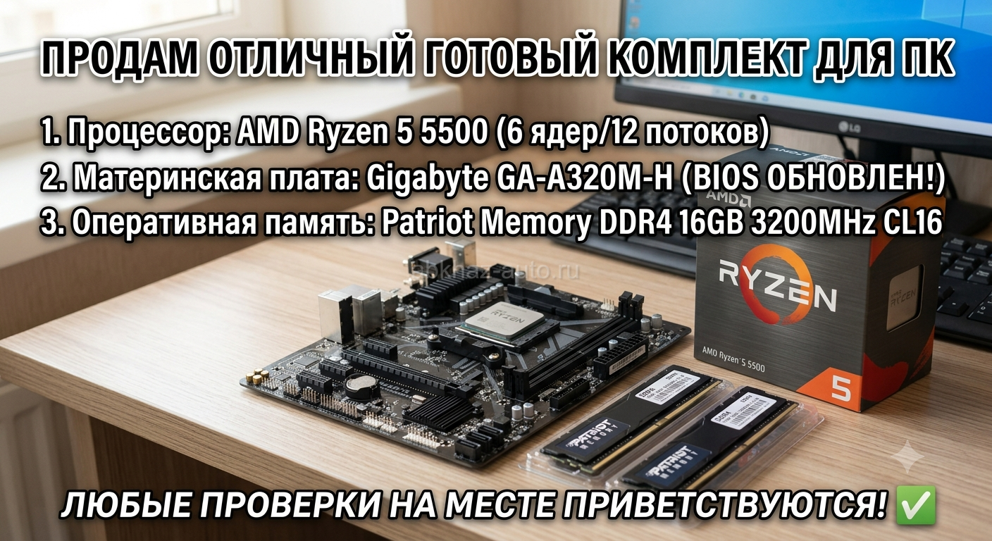 Игровой комплект Ryzen 5 5500 + A320M + 16GB DDR4 + Кулер